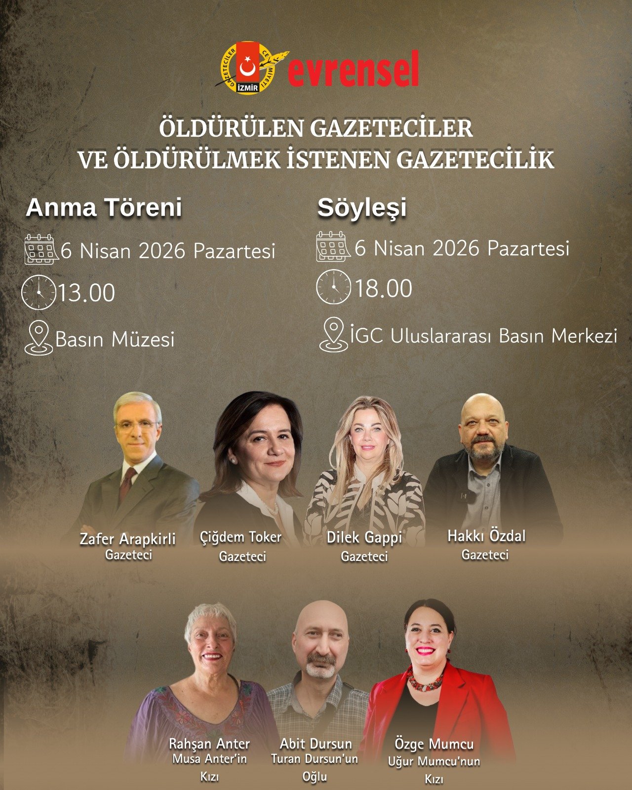 6 Ni̇san Öldürülen Gazeteci̇ler Günü Anma Ve Söyleşi̇