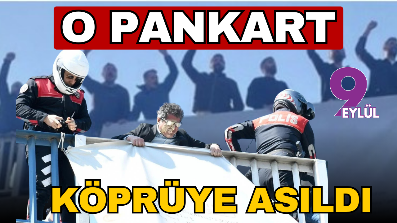 Meslek Fabrikası’ndan indirilen pankart partililer tarafından köprüye asıldı