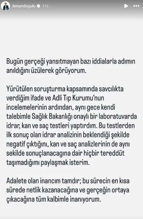 Kenan Dogulu Test Sonucunu Paylasti Tereddut Tasimiyorum 1-1