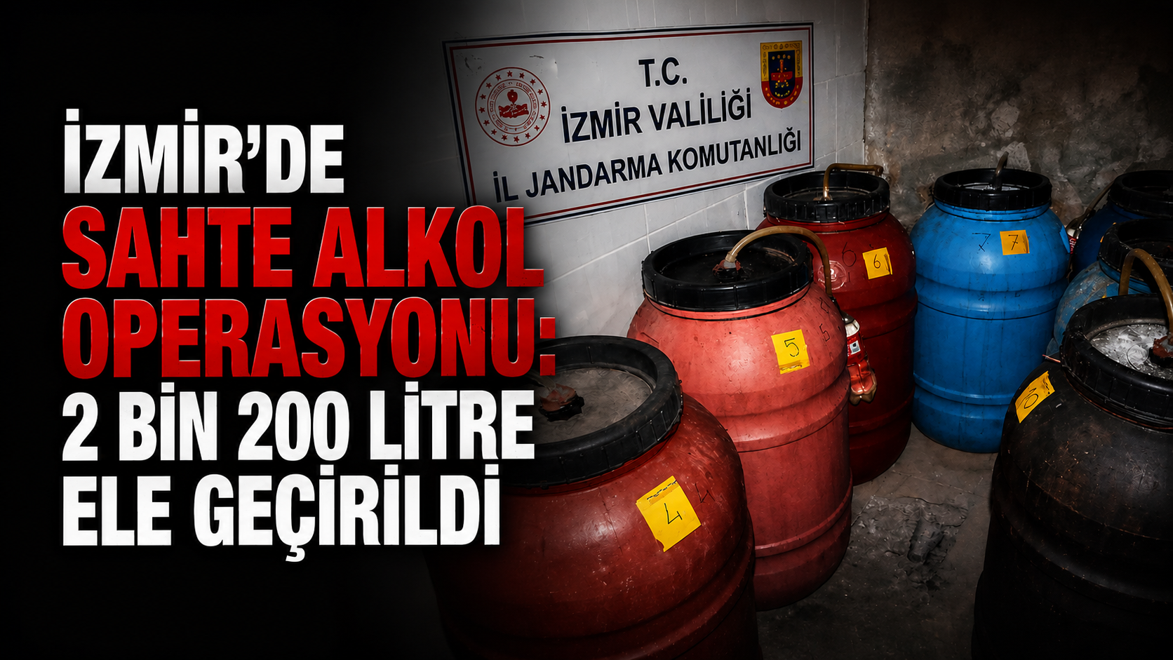 İzmir’de sahte alkol operasyonu: 2 bin 200 litre ele geçirildi
