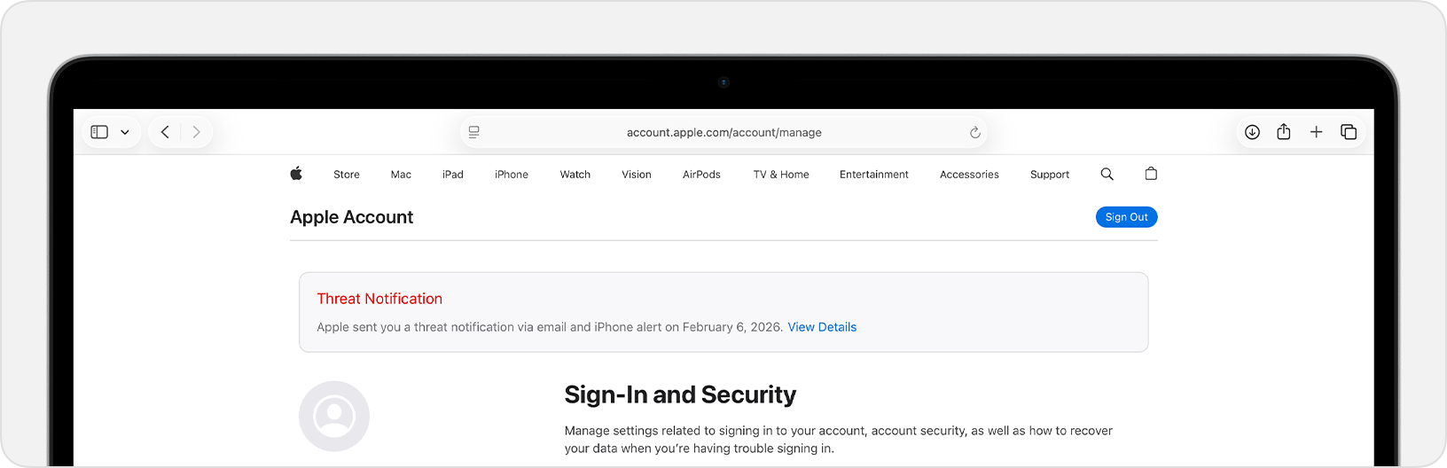 Macos Tahoe 26 Safari Account Apple Com Threat Notification