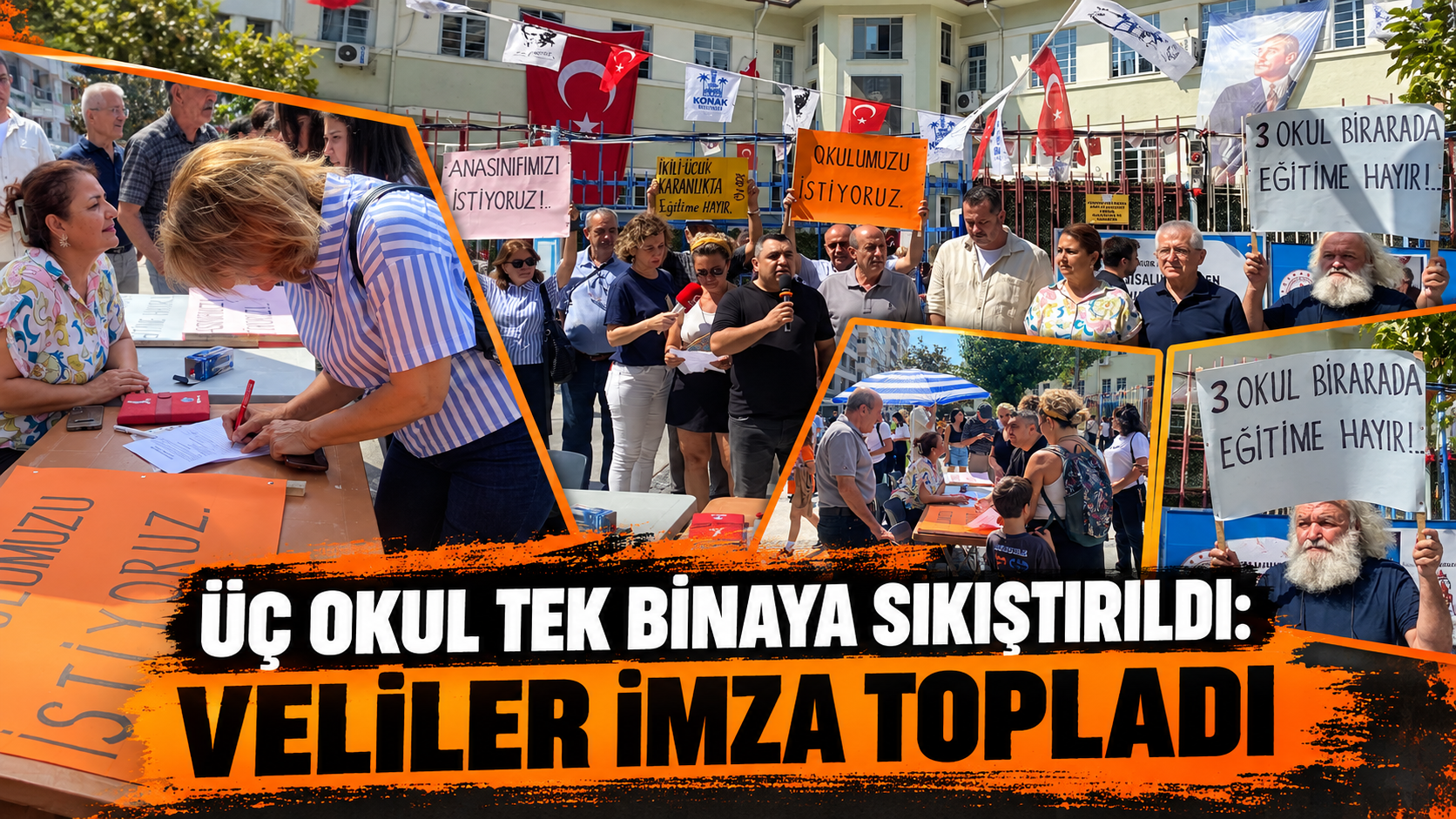 Üç okul tek binaya sıkıştırıldı: Veliler imza topladı