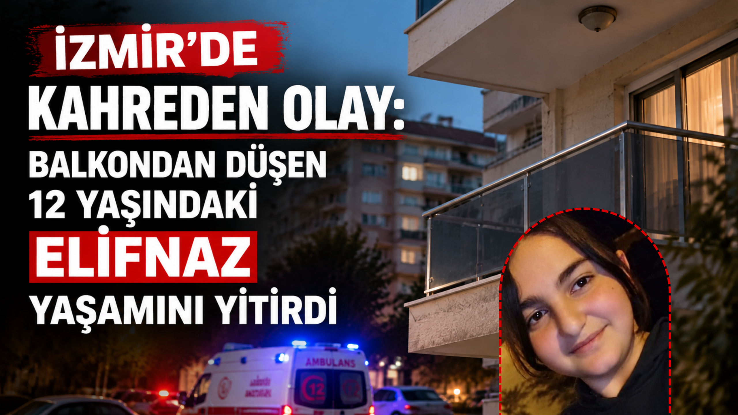 İzmir’de kahreden olay: Balkondan düşen 12 yaşındaki Elifnaz yaşamını yitirdi