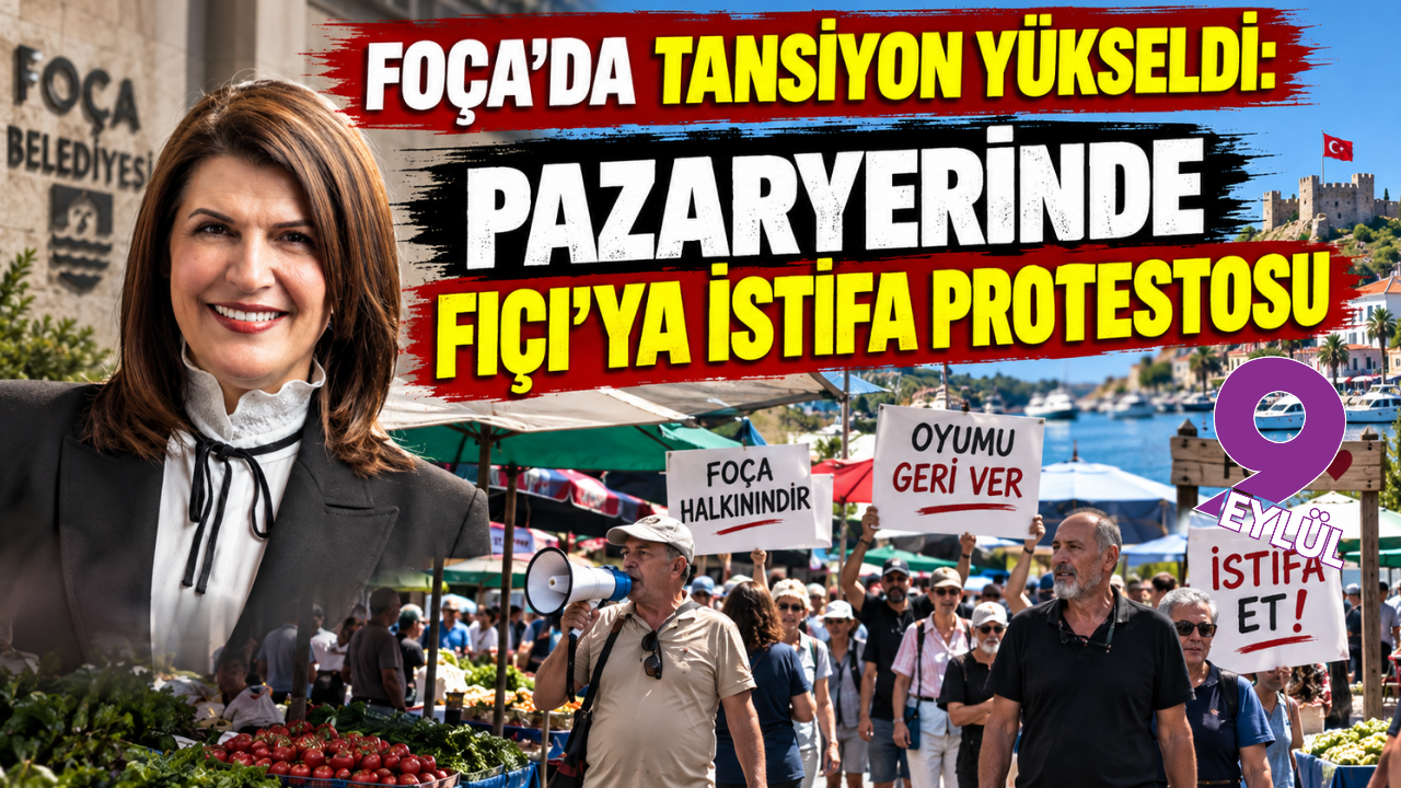 Foça’da tansiyon yükseldi: Pazaryerinde Fıçı’ya istifa protestosu
