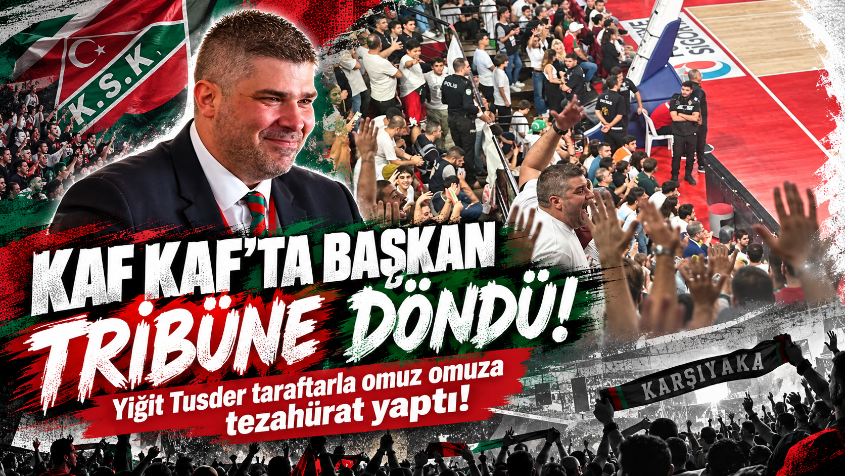 Karşıyaka’da Başkan Tribüne Döndü: Yiğit Tusder Taraftarla Omuz Omuza Tezahürat Yaptı!"