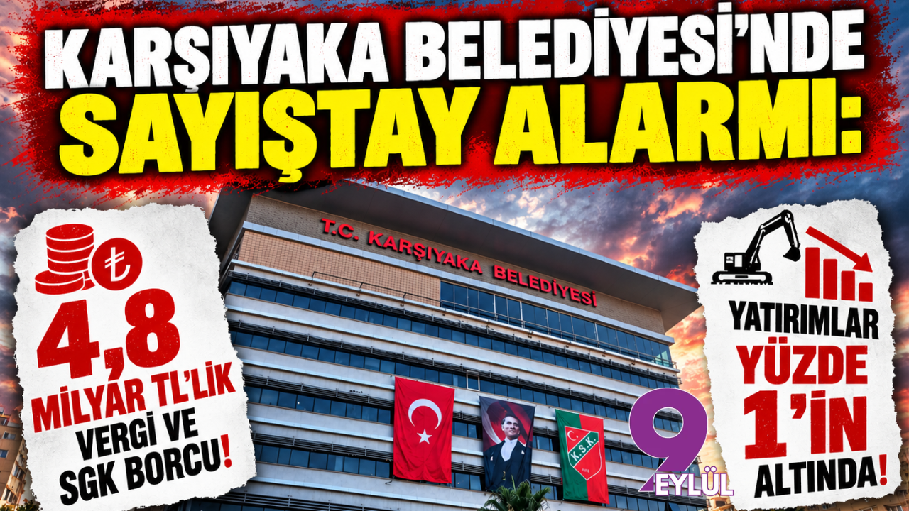 Karşıyaka Belediyesi’nde Sayıştay alarmı: 4,8 milyar TL’lik vergi ve SGK borcu, yatırımlar yüzde 1’in altında!