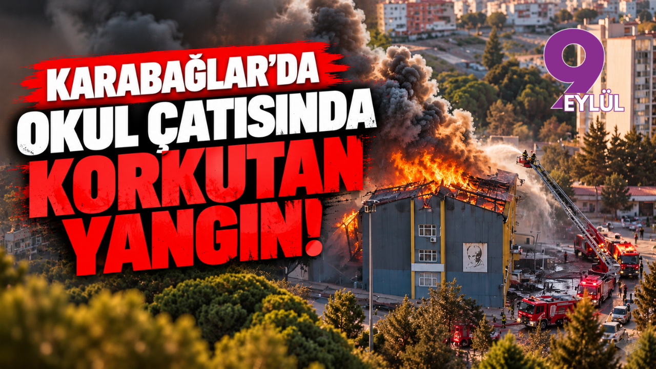 Karabağlar’da okul çatısında korkutan yangın!