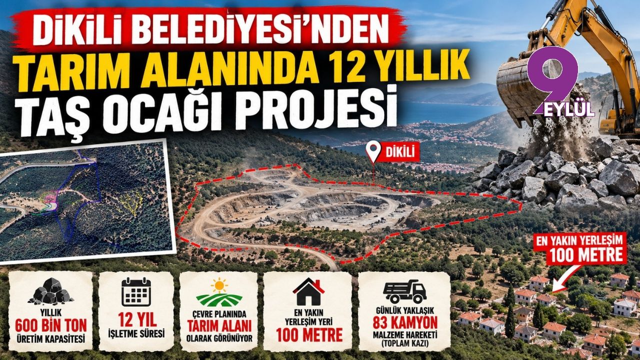 Dikili Belediyesi’nden tarım alanında 12 yıllık taş ocağı projesi