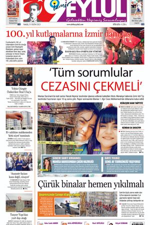31.10.2023 Gazete 9 Eylül Manşeti