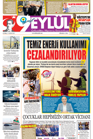31.10.2025 Gazete 9 Eylül Manşeti